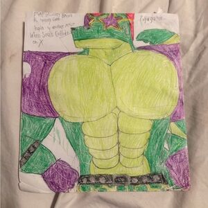 Vibrant Green and Purple Art Illustration